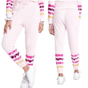 NWT SUNDOWN BY SPLENDID Womens Pink Thermal Textured Joggers, size Medium